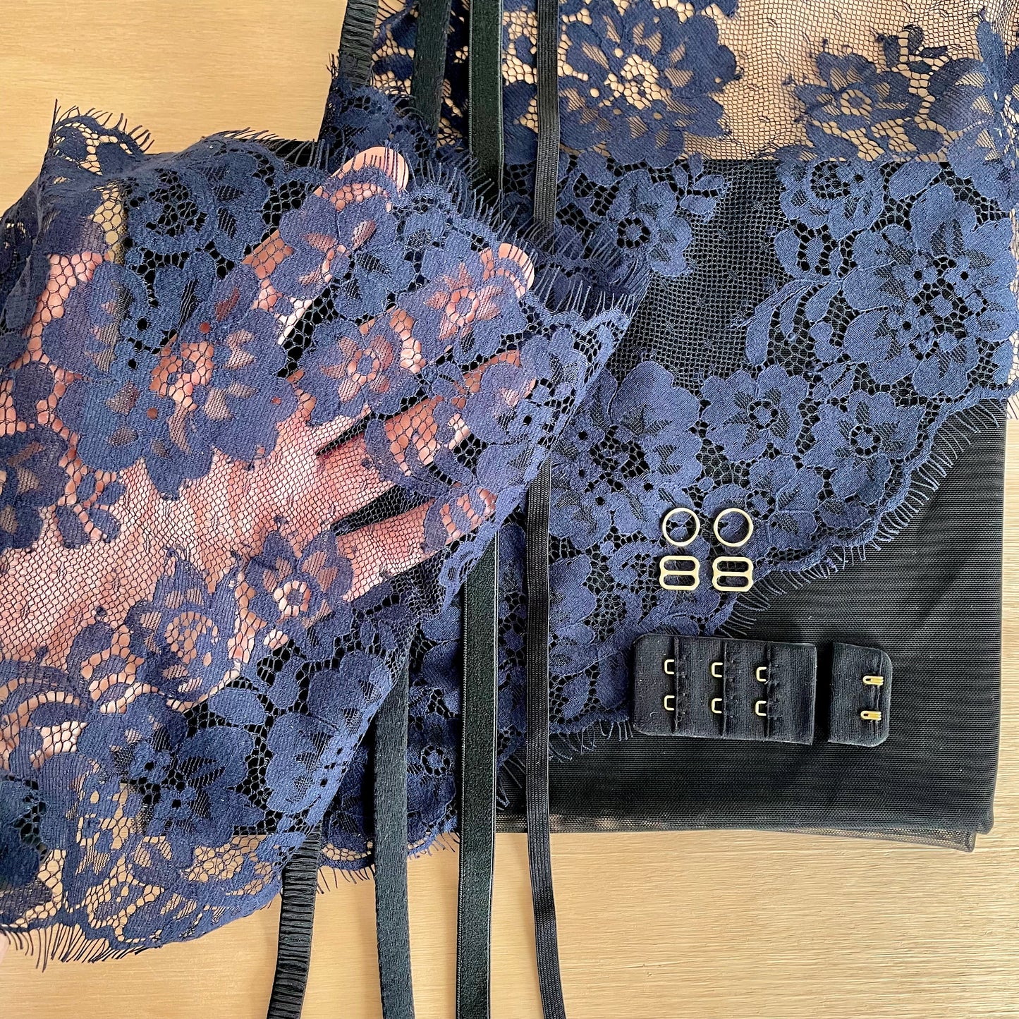 Luxury Space Blue / Black Bra & Brief Making Kit | Peaches Bra Kit