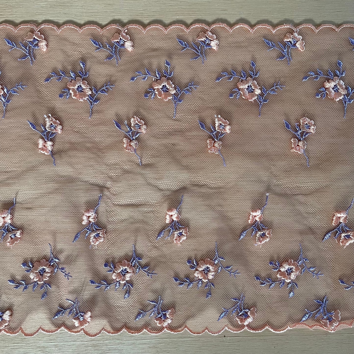 Peach Ditsy Darling Embroidered Tulle | Price per metre