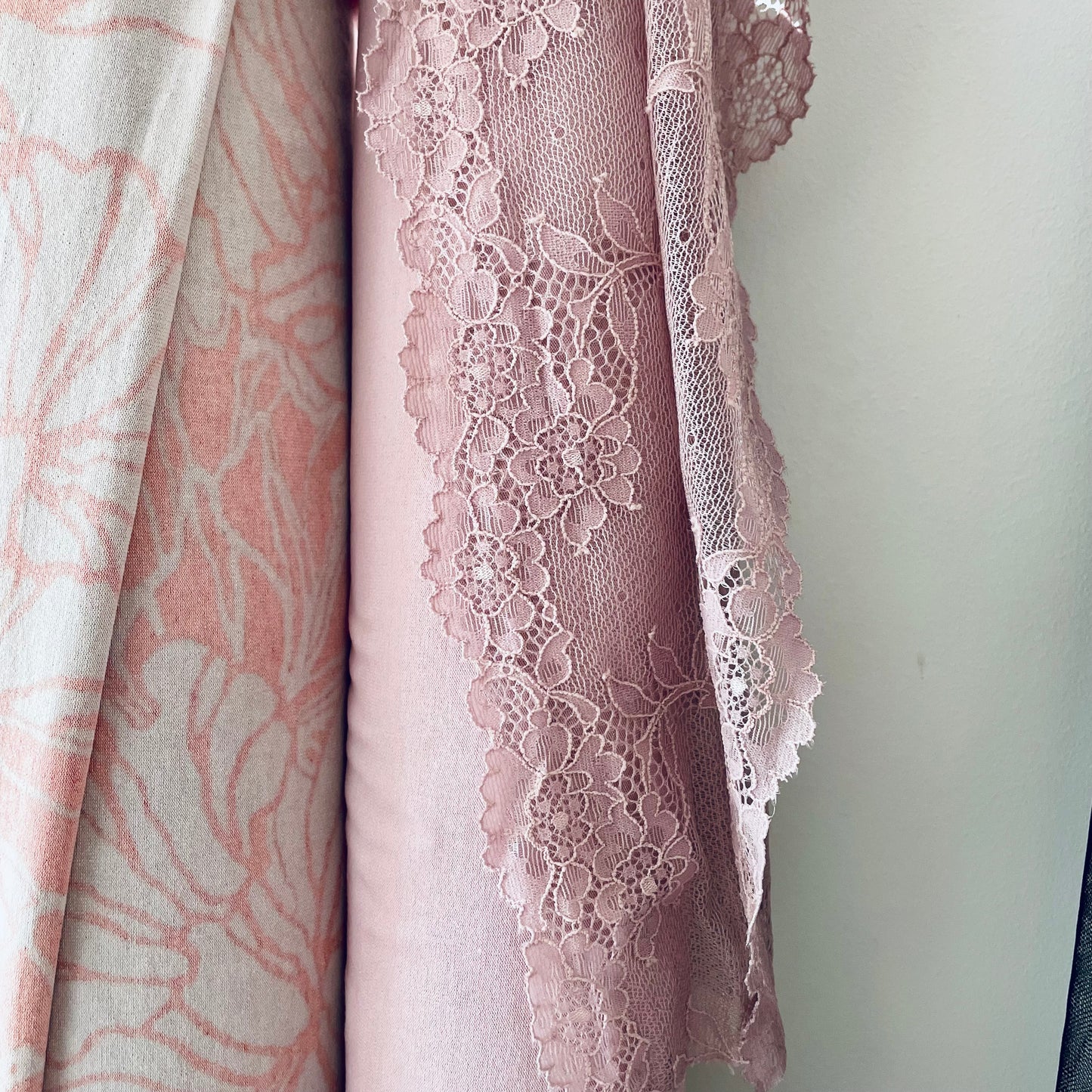 Premium Stretch Lace, 17cm Wide | Pink Quartz, Moon Blue, Black | Price per metre