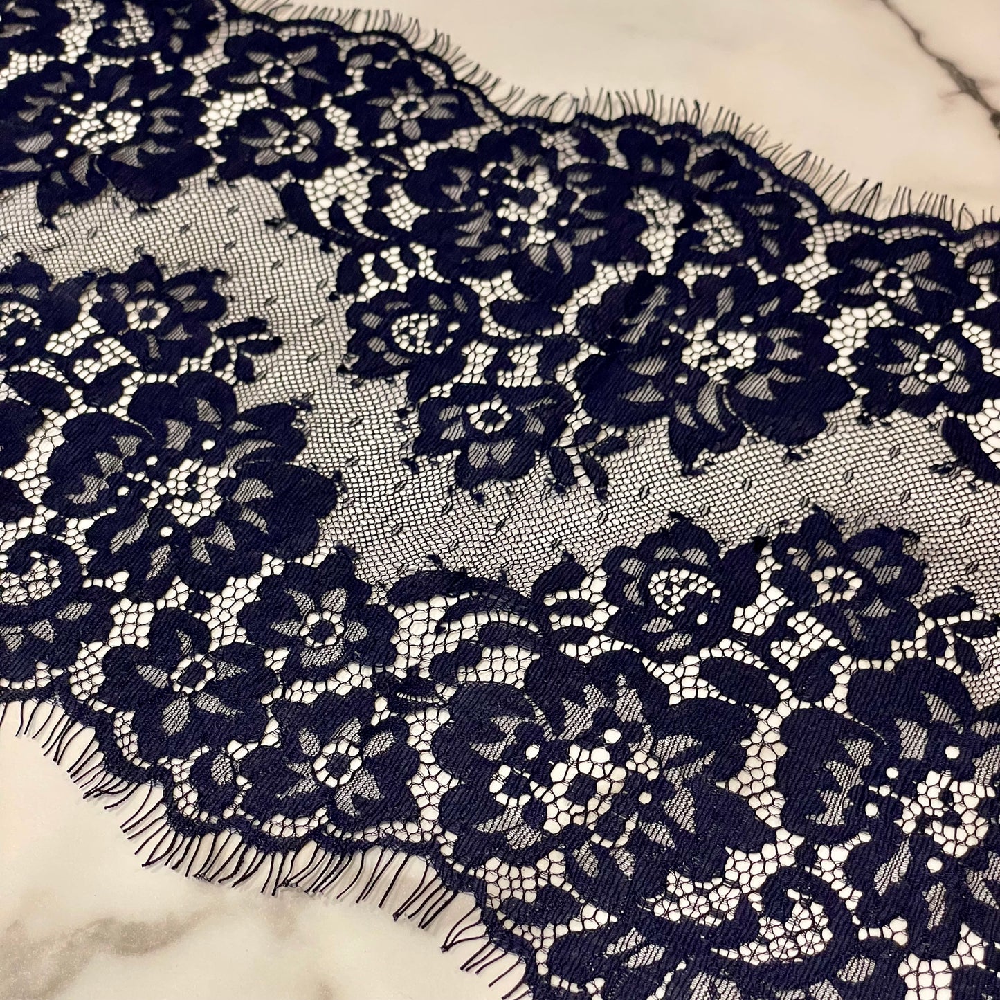 Eyelash Lace | 24.5cm Wide | Space Blue | Price per 1.4m piece