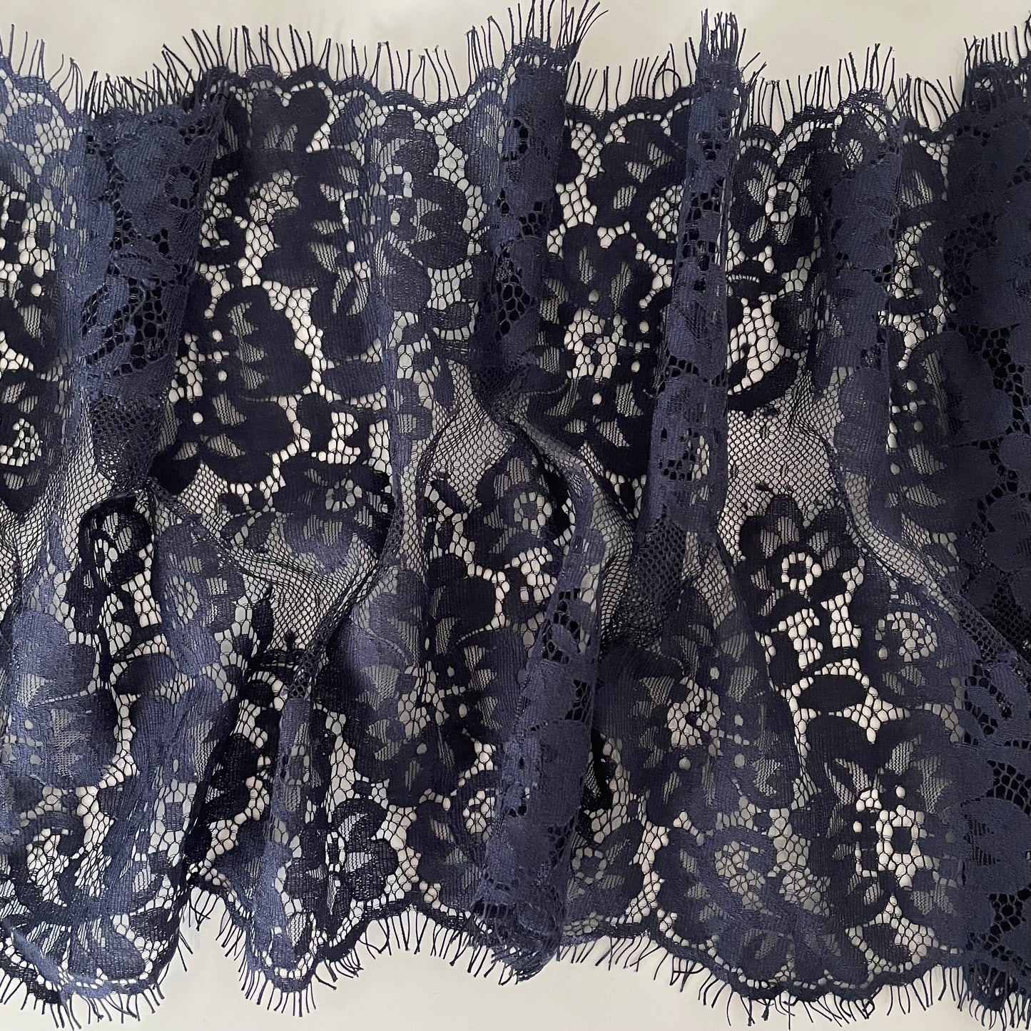Eyelash Lace | 24.5cm Wide | Space Blue | Price per 1.4m piece