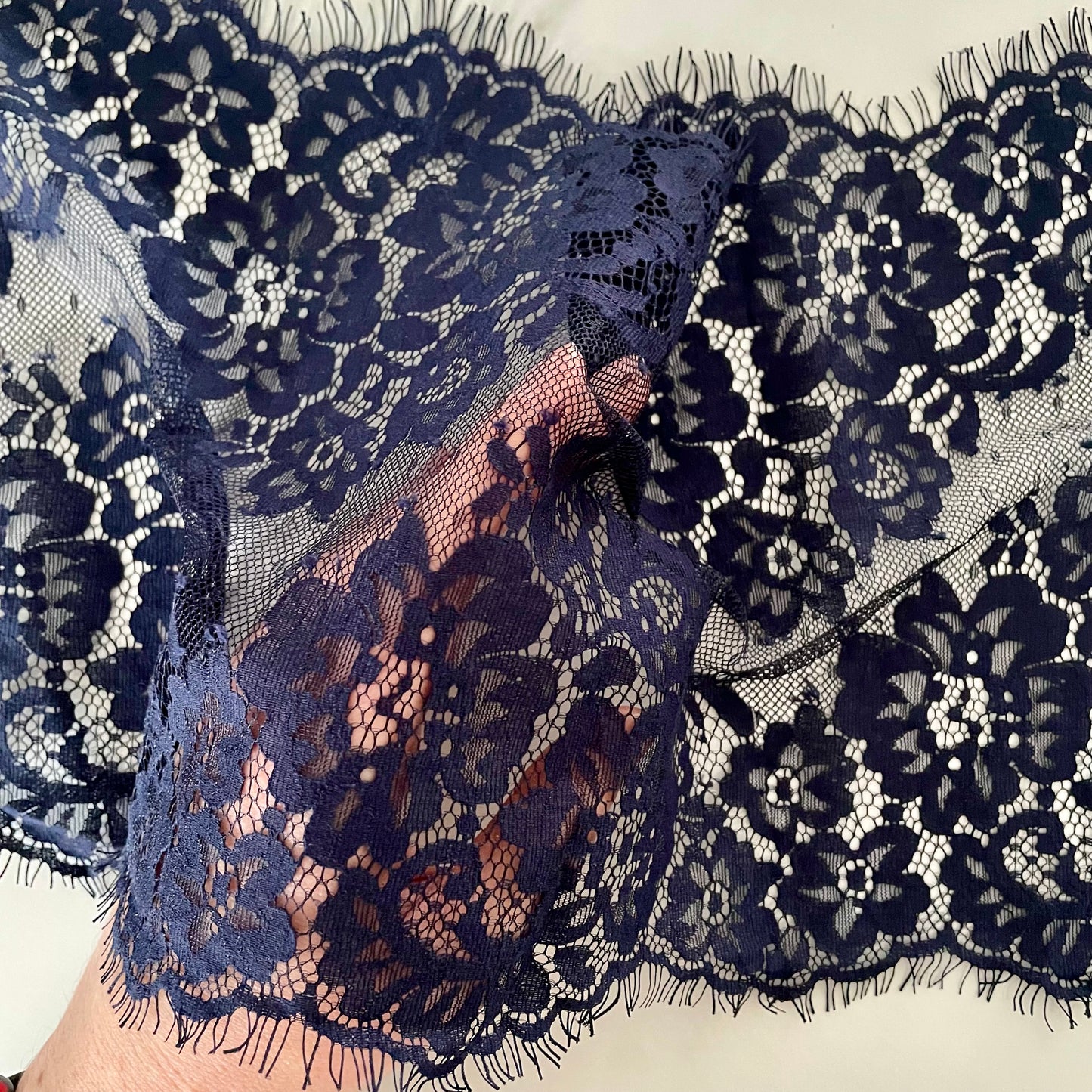 Eyelash Lace | 24.5cm Wide | Space Blue | Price per 1.4m piece