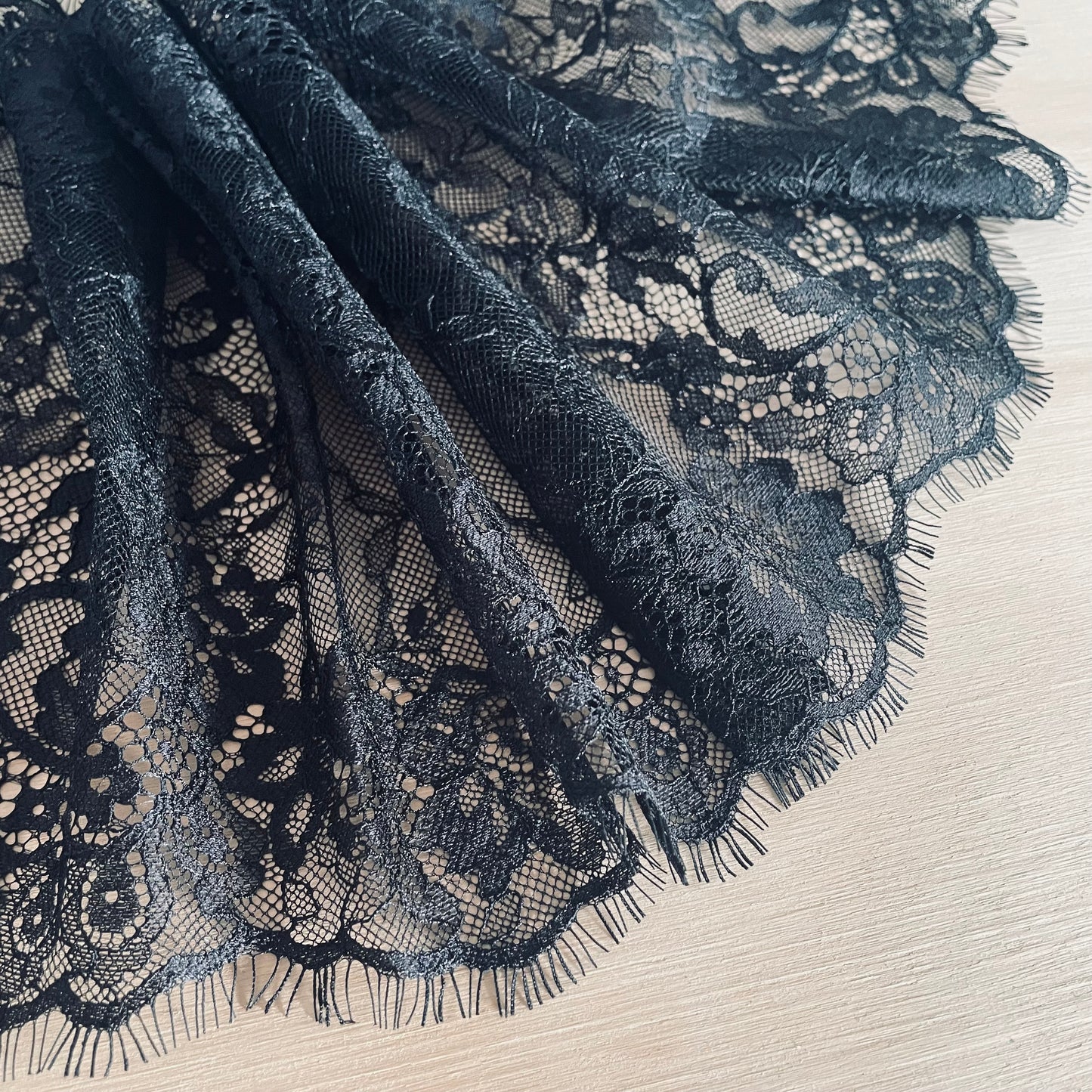 After Hours Eyelash Lace Galloon in Black 24.5cm Wide | Price per metre or 2.8m Piece