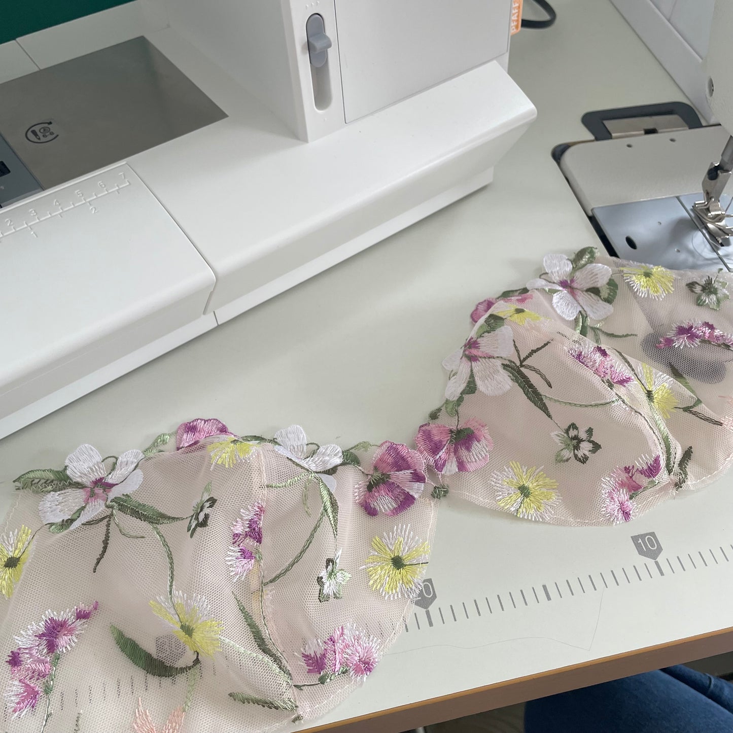 Wildflower Meadow Embroidered Tulle – Mirrored Pair (22cm Wide)