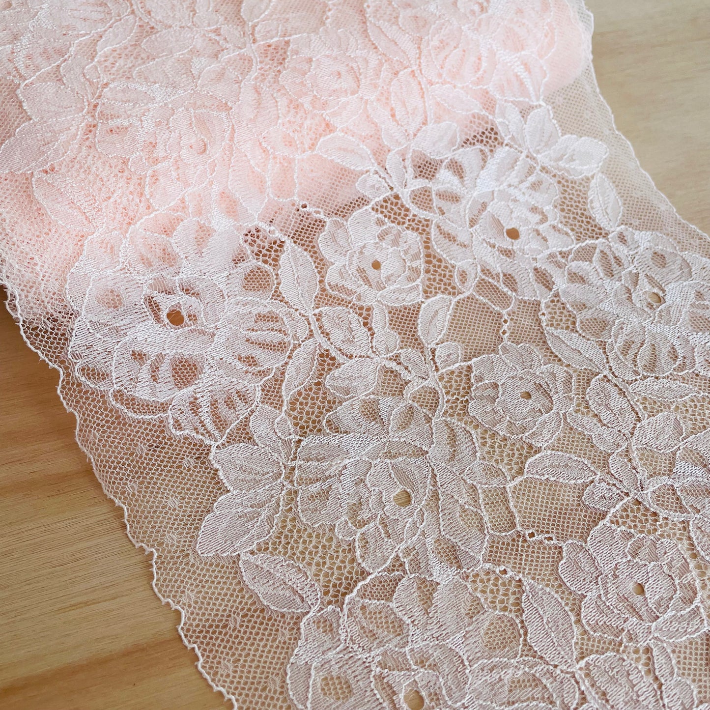 Porcelain Peony Stretch Lace Galloon | 23cm Wide | Price per Metre