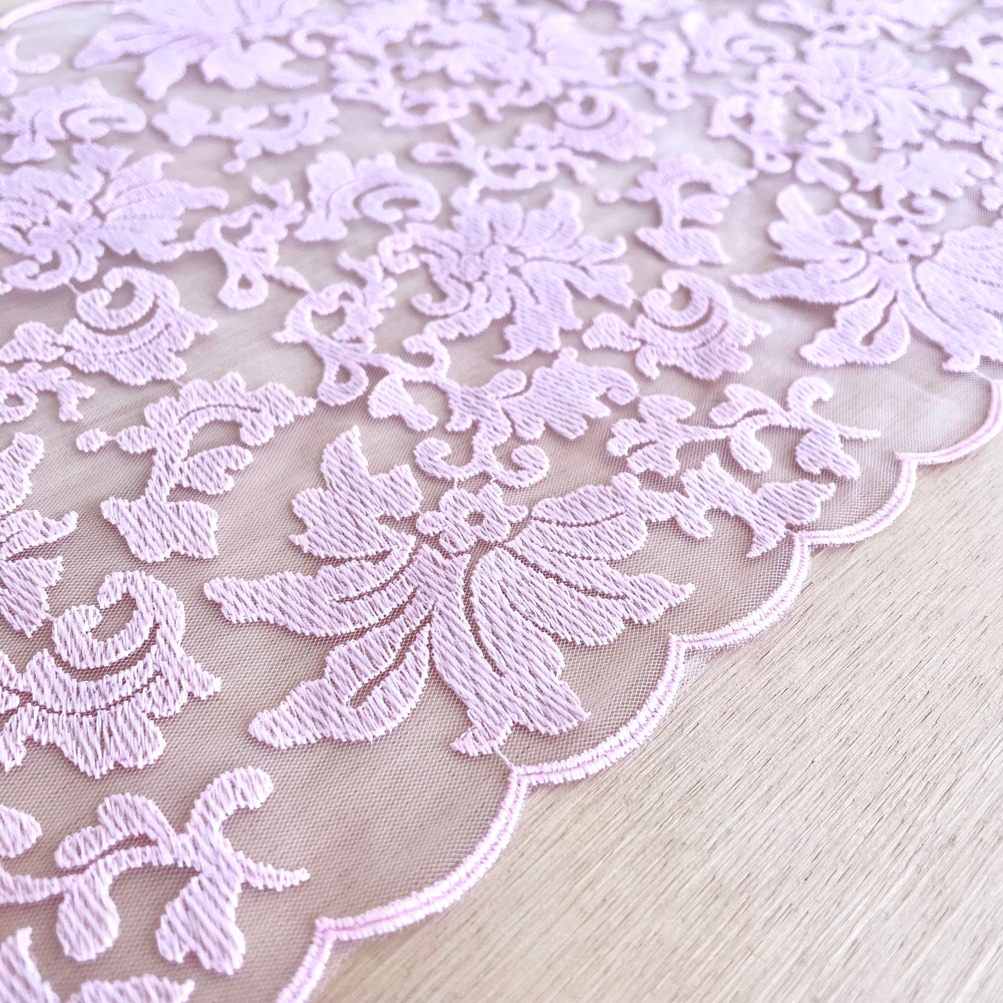 Candyfloss Pink Embroidered Tulle | 21cm Wide | Price per metre
