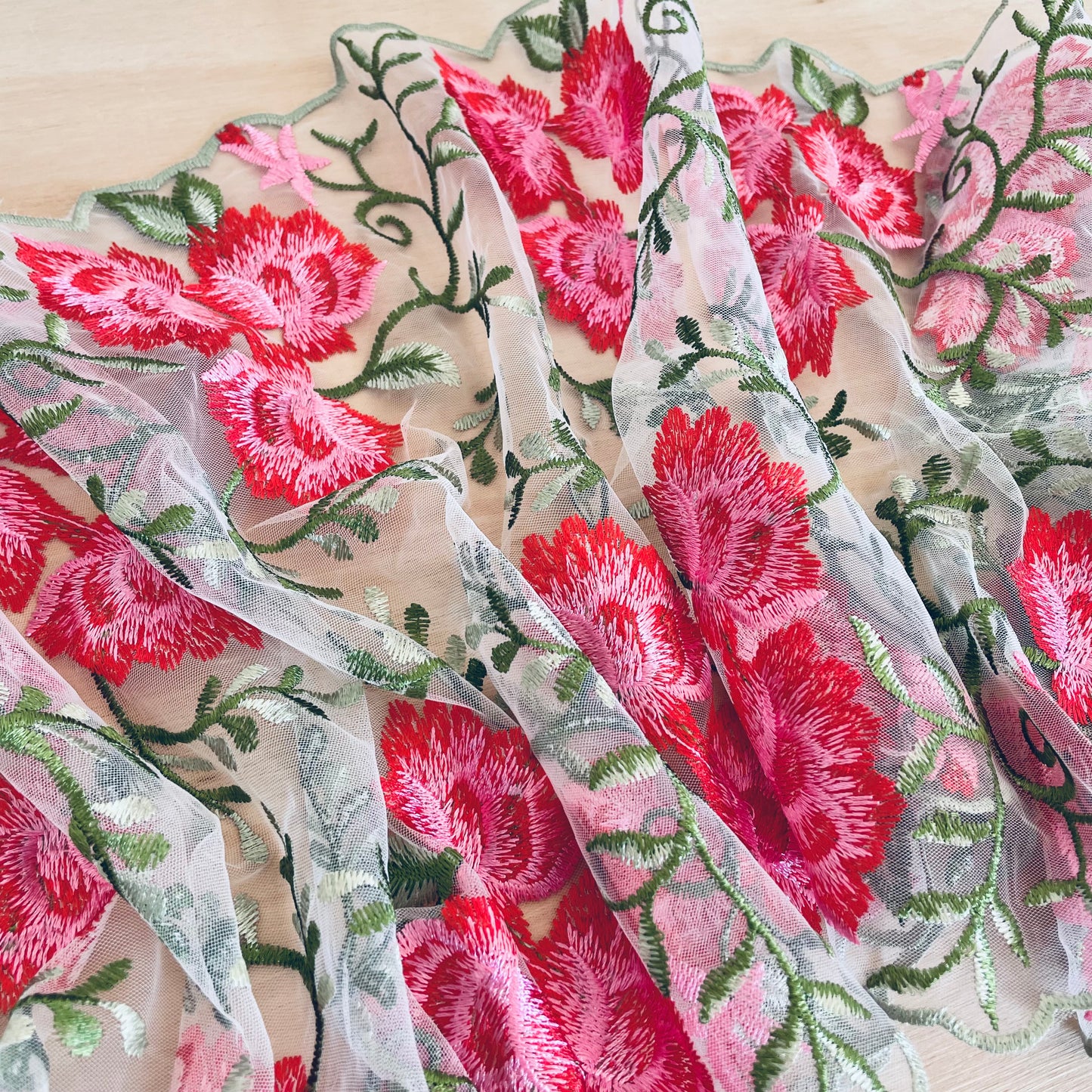 Fairytale Floral Embroidered Tulle | 31.5cm Wide | Price per metre