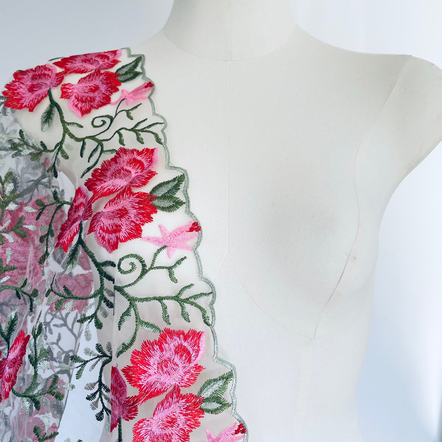 Fairytale Floral Embroidered Tulle | 31.5cm Wide | Price per metre