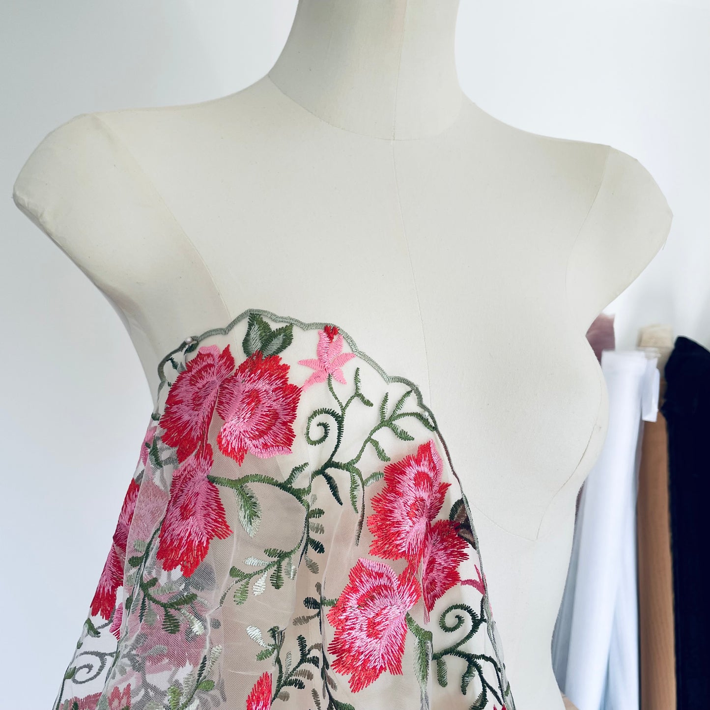 Fairytale Floral Embroidered Tulle | 31.5cm Wide | Price per metre