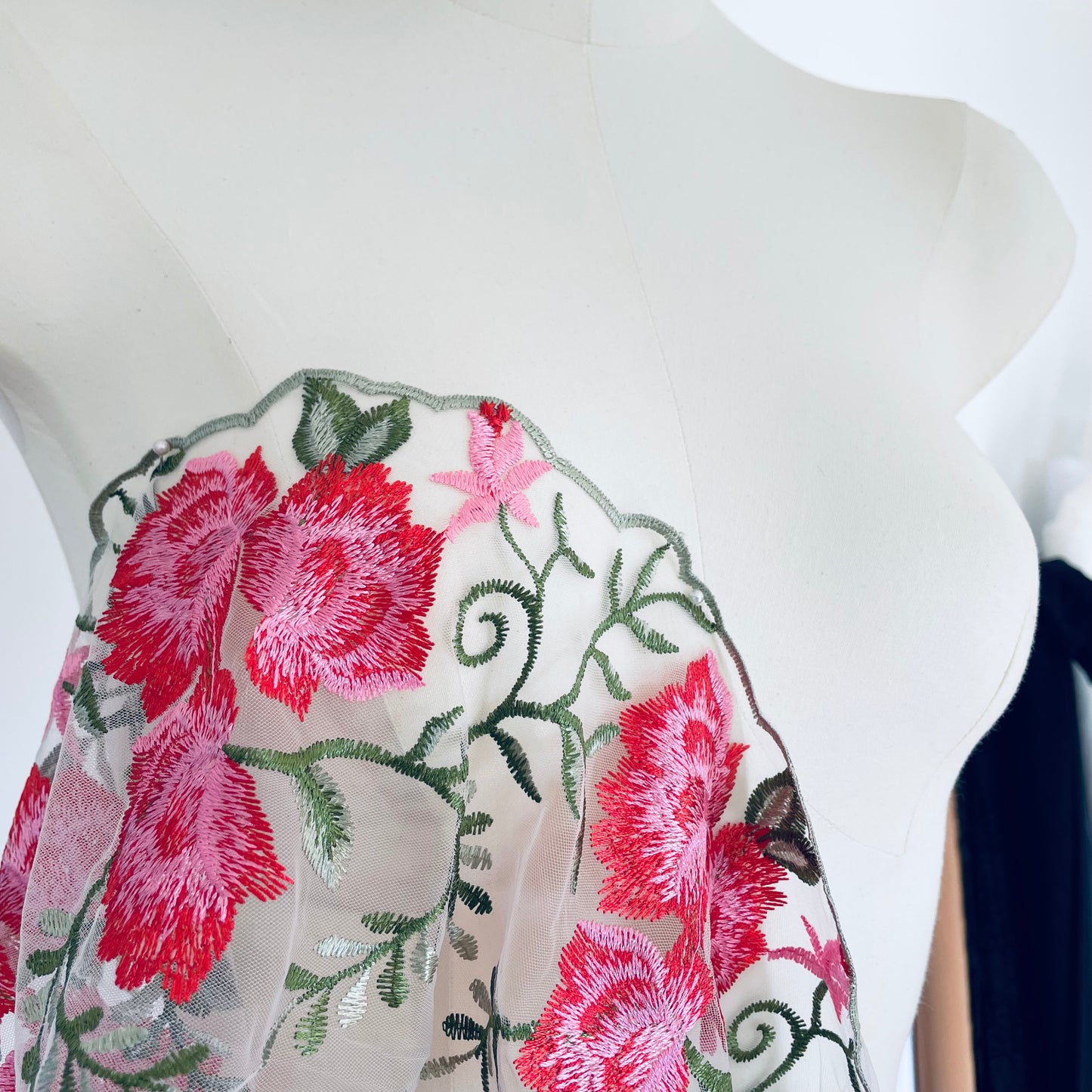 Fairytale Floral Embroidered Tulle | 31.5cm Wide | Price per metre