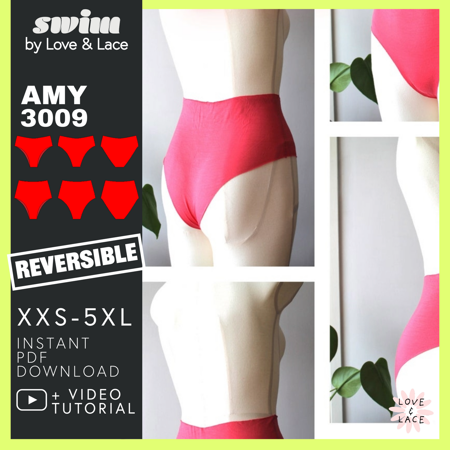Bikini Bottoms Sewing Pattern | Sizes XXS-5XL | Amy