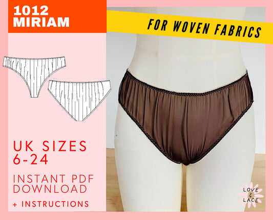 Woven Brief Sewing Pattern | PDF Instant Download UK sizes 6-24 | Miriam