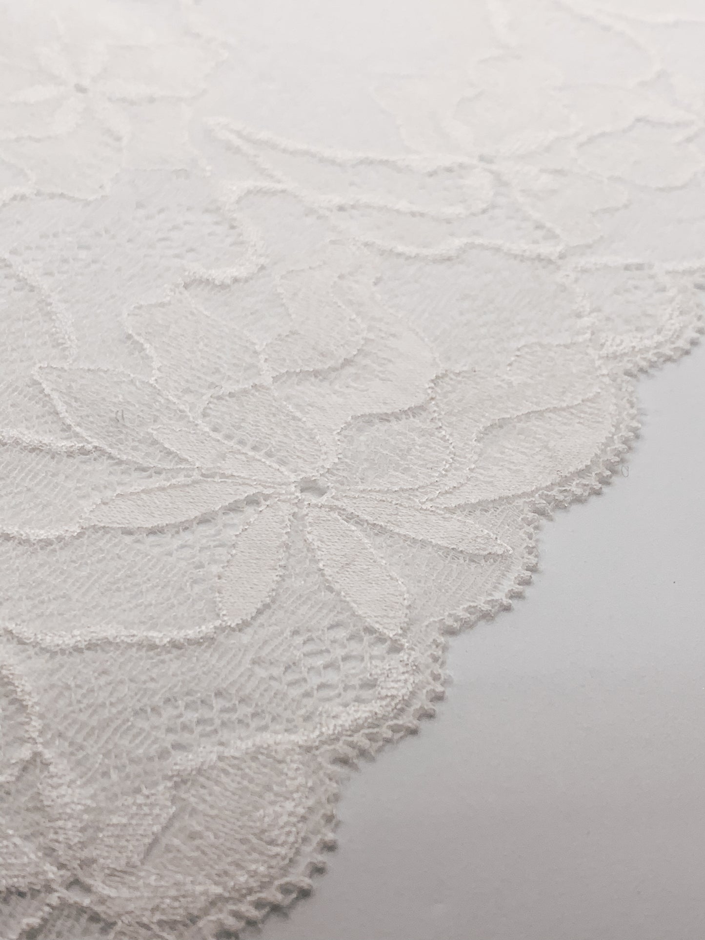 Organic Cotton Stretch Lace Galloon | 22.5cm Wide | White | Price per metre