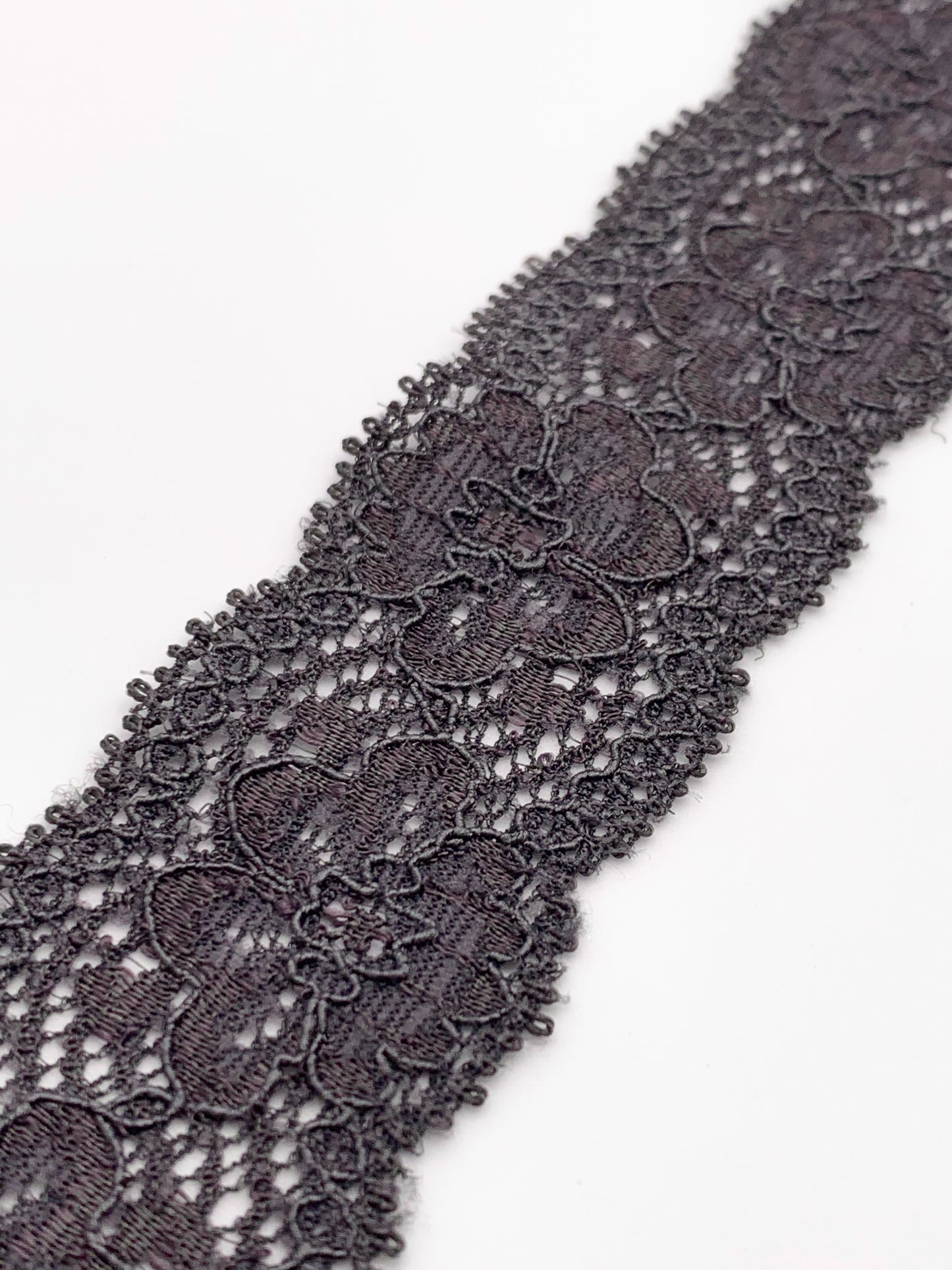 Stretch Lace Trim | 3.2cm Wide | Anthracite Grey | Price per metre
