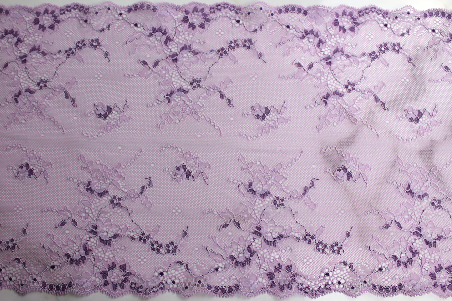Stretch Lace Galloon | 23cm Wide | Orchid | Price per metre