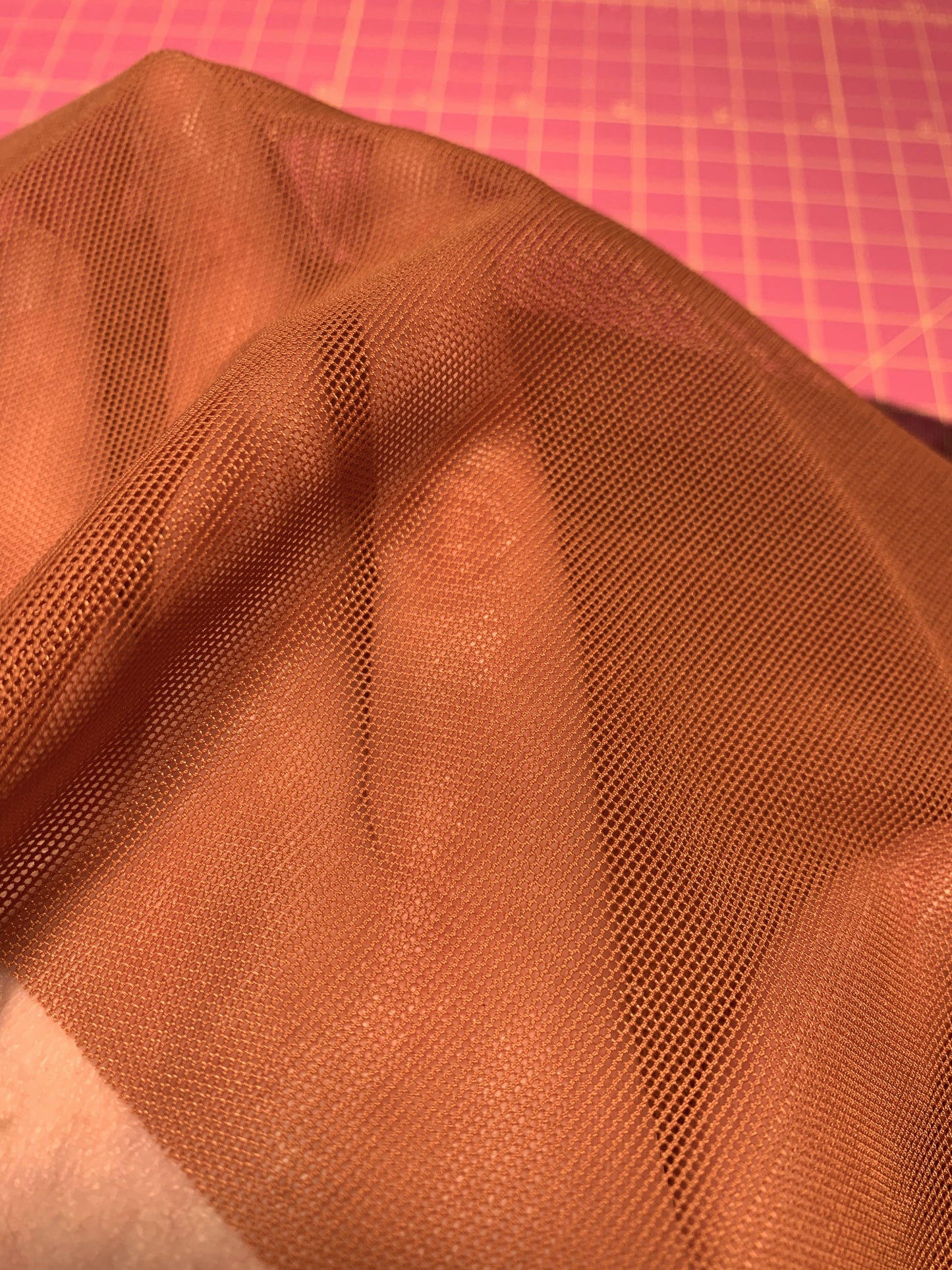 Light-mid weight powermesh / powernet for bra making | Rust | Price per 1/2m