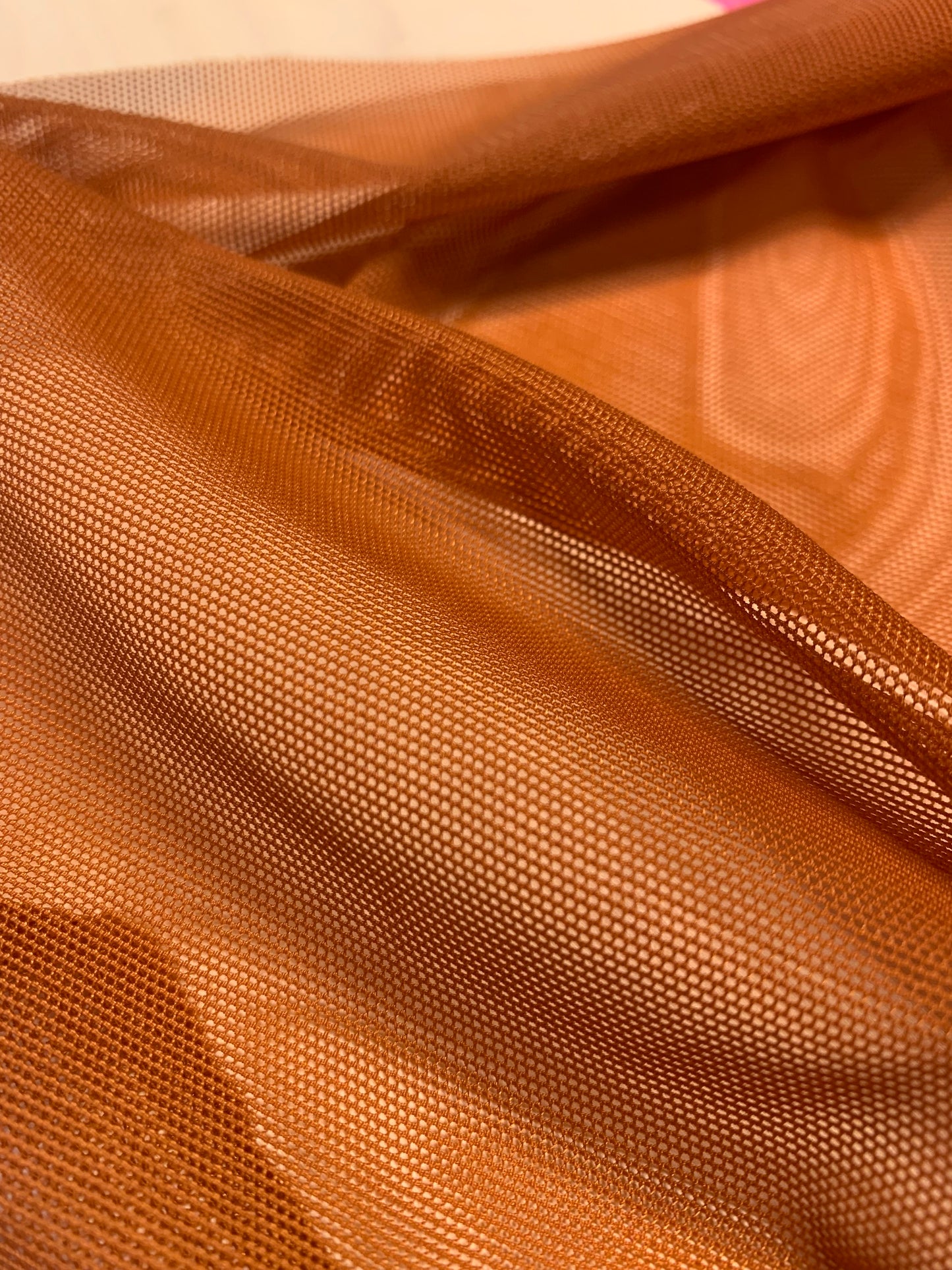 Light-mid weight powermesh / powernet for bra making | Rust | Price per 1/2m