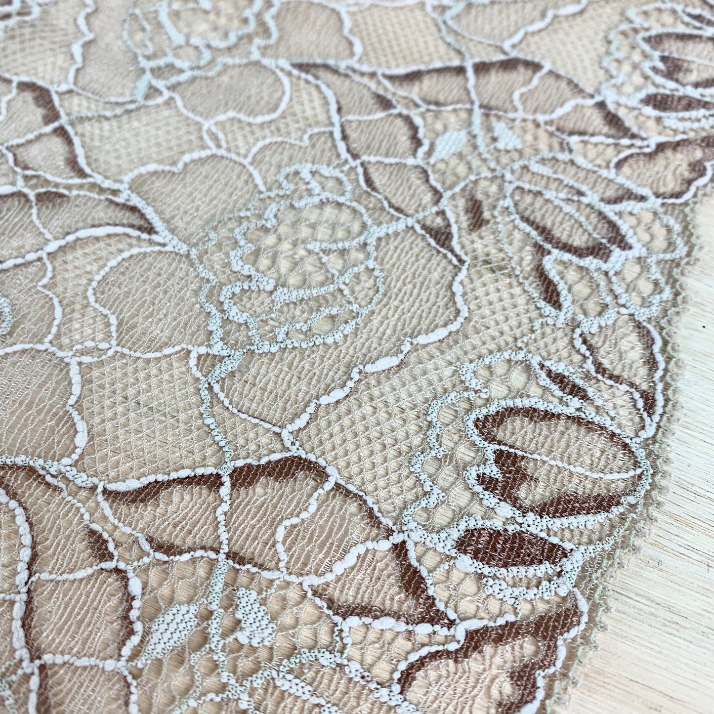 Viscose Stretch Lace Galloon | 17cm Wide | Hazel | Price per metre