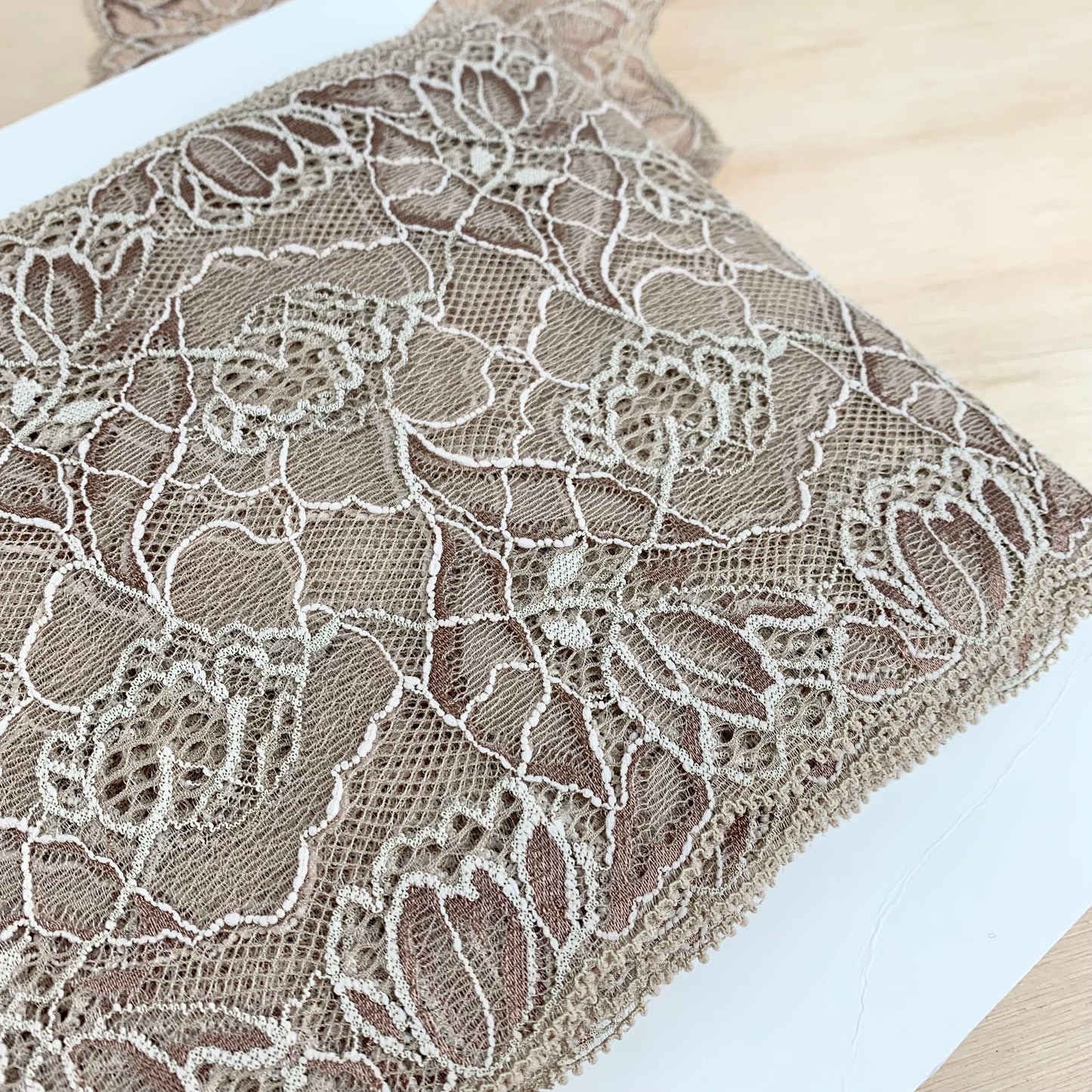 Viscose Stretch Lace Galloon | 17cm Wide | Hazel | Price per metre