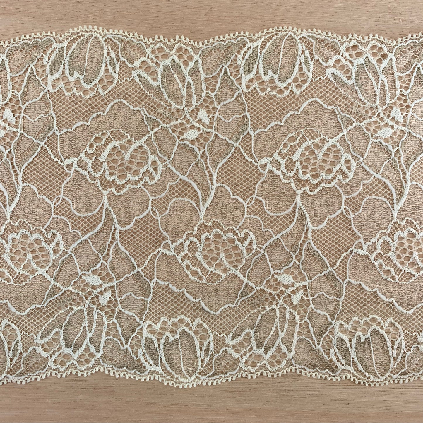 Viscose Stretch Lace Galloon | 17cm Wide | Milky White | Price per metre