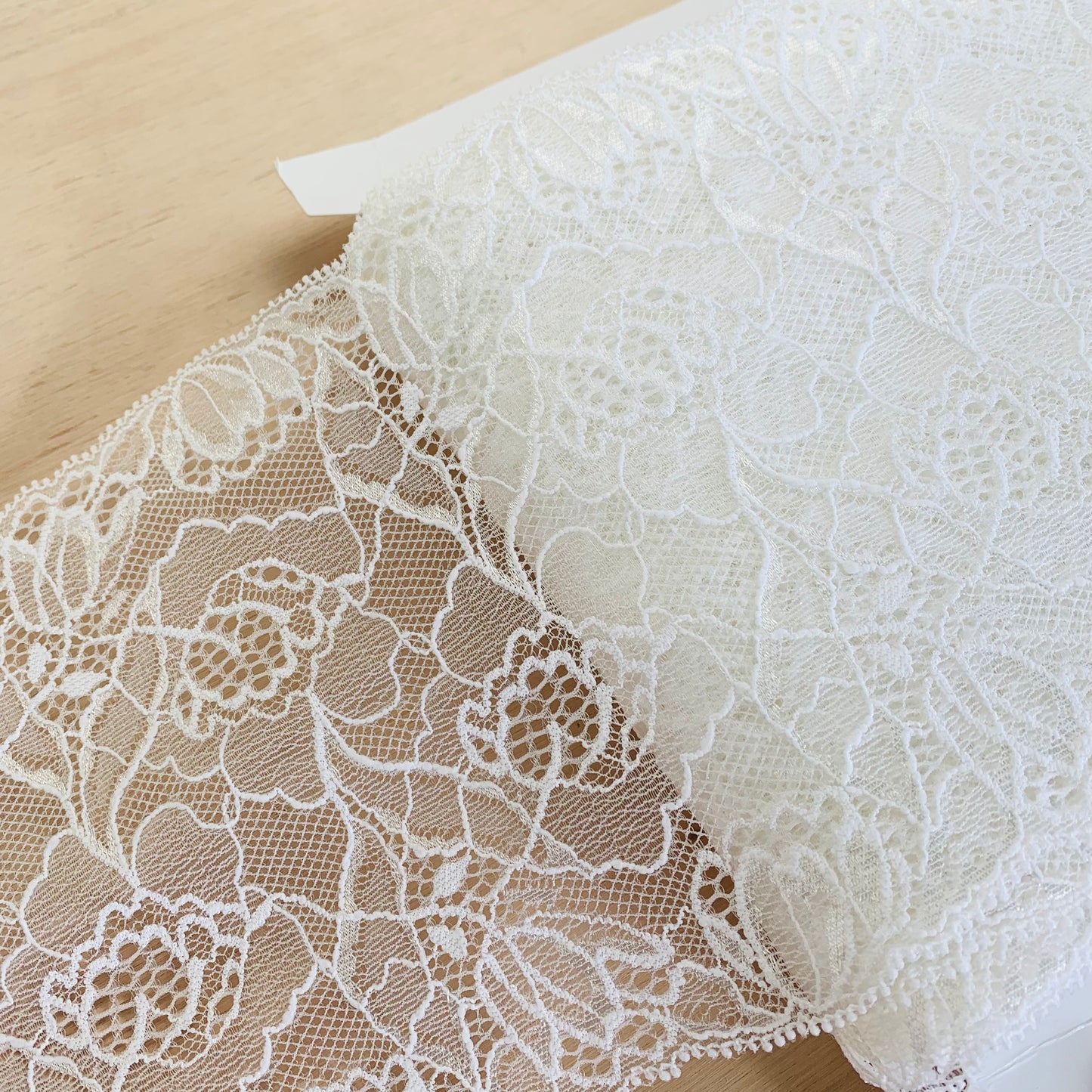 Viscose Stretch Lace Galloon | 17cm Wide | White | Price per metre