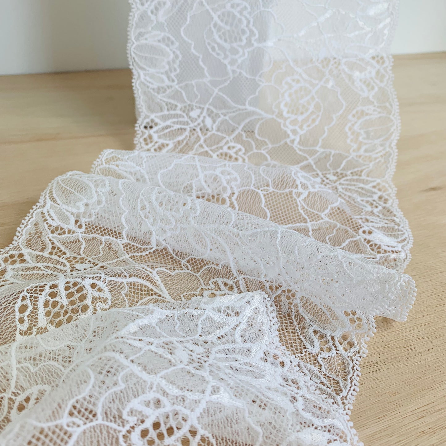 Viscose Stretch Lace Galloon | 17cm Wide | White | Price per metre