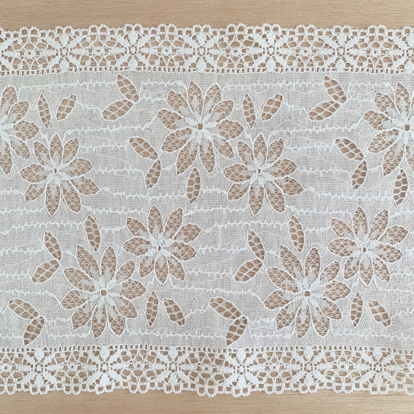 Cotton Stretch Lace Galloon | 16cm Wide | White | Price per metre