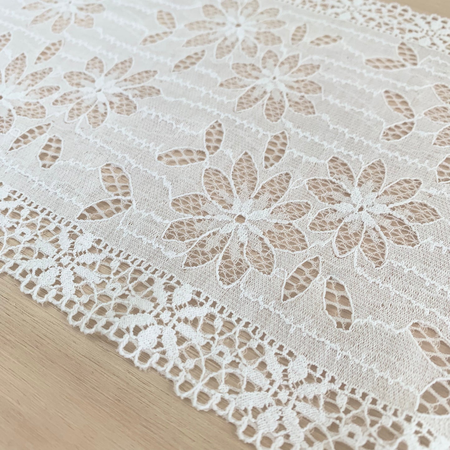 Cotton Stretch Lace Galloon | 16cm Wide | White | Price per metre