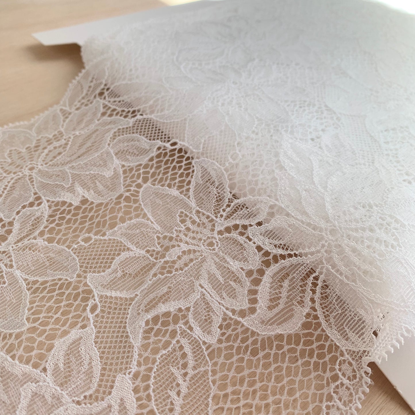 Floral Stretch Lace Galloon | 18cm Wide | White | Price per metre