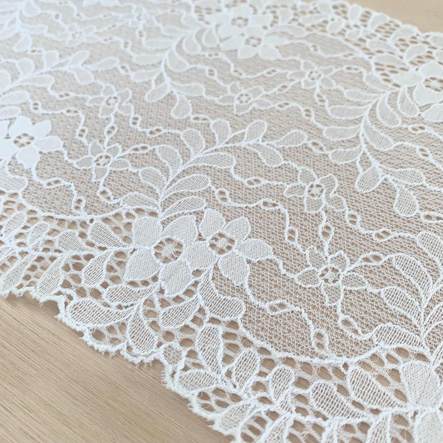 Cotton Stretch Lace Galloon | 16cm Wide | White | Price per metre