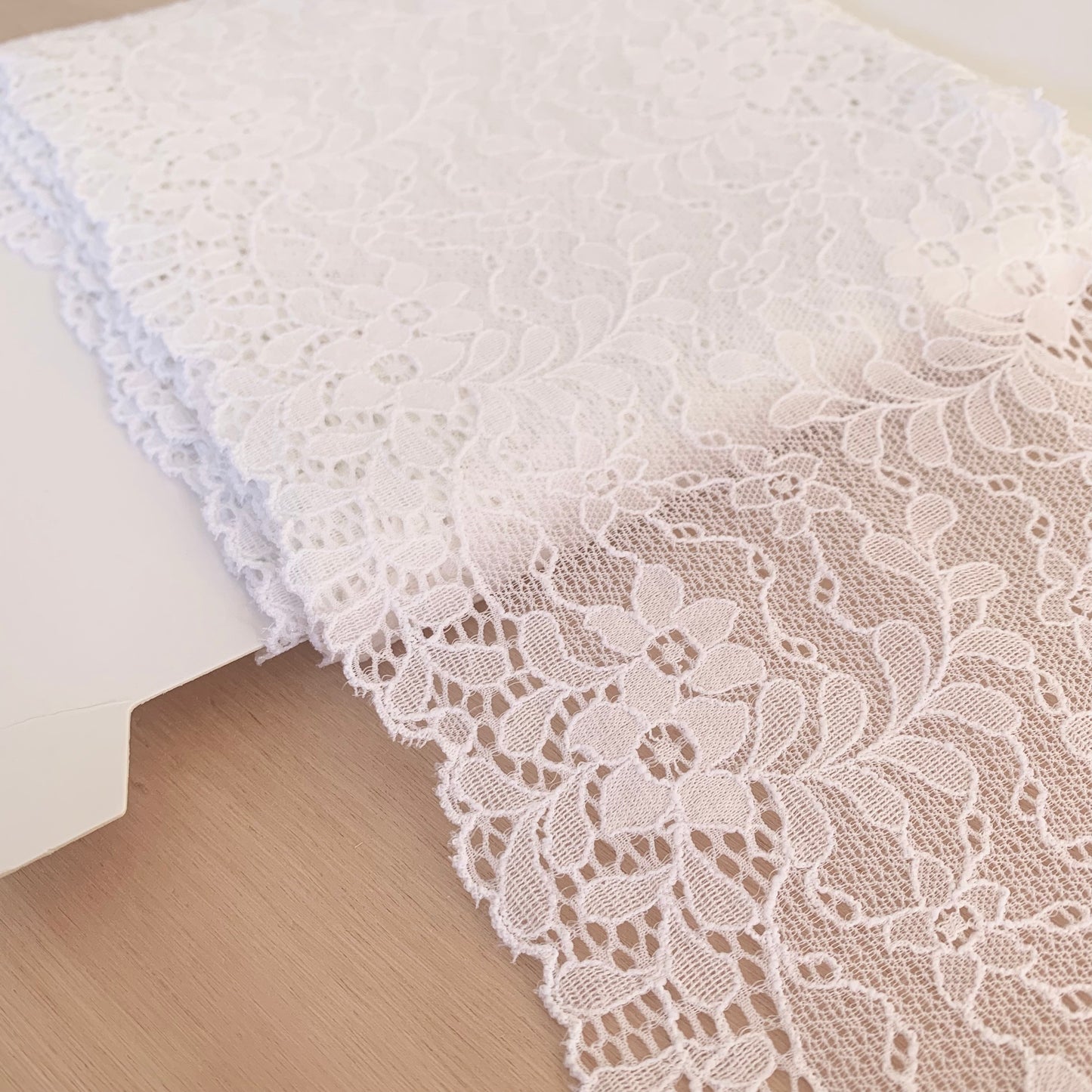 Cotton Stretch Lace Galloon | 16cm Wide | White | Price per metre