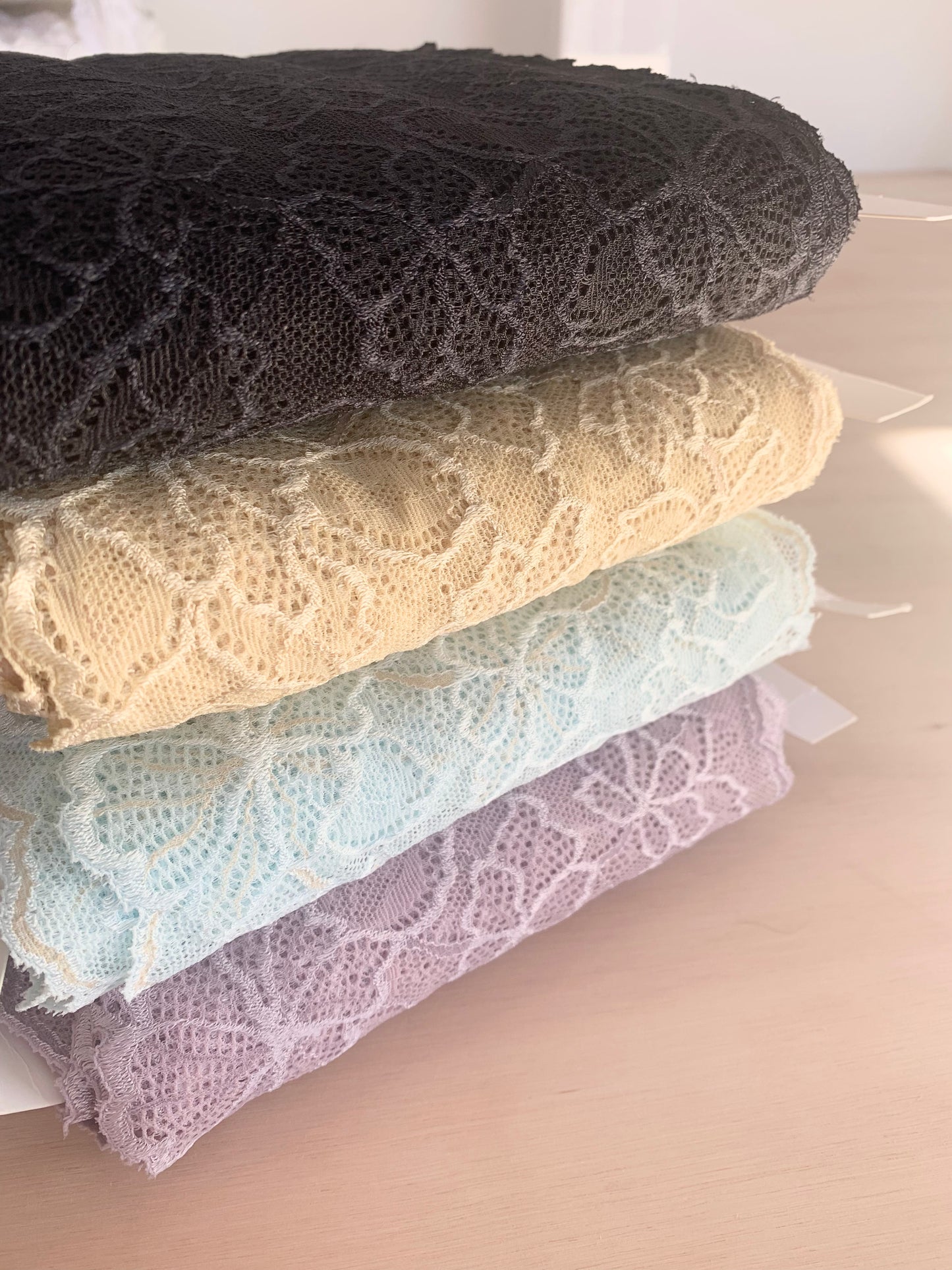 Cotton Stretch Lace Galloon | 16cm Wide | Black | Price per metre