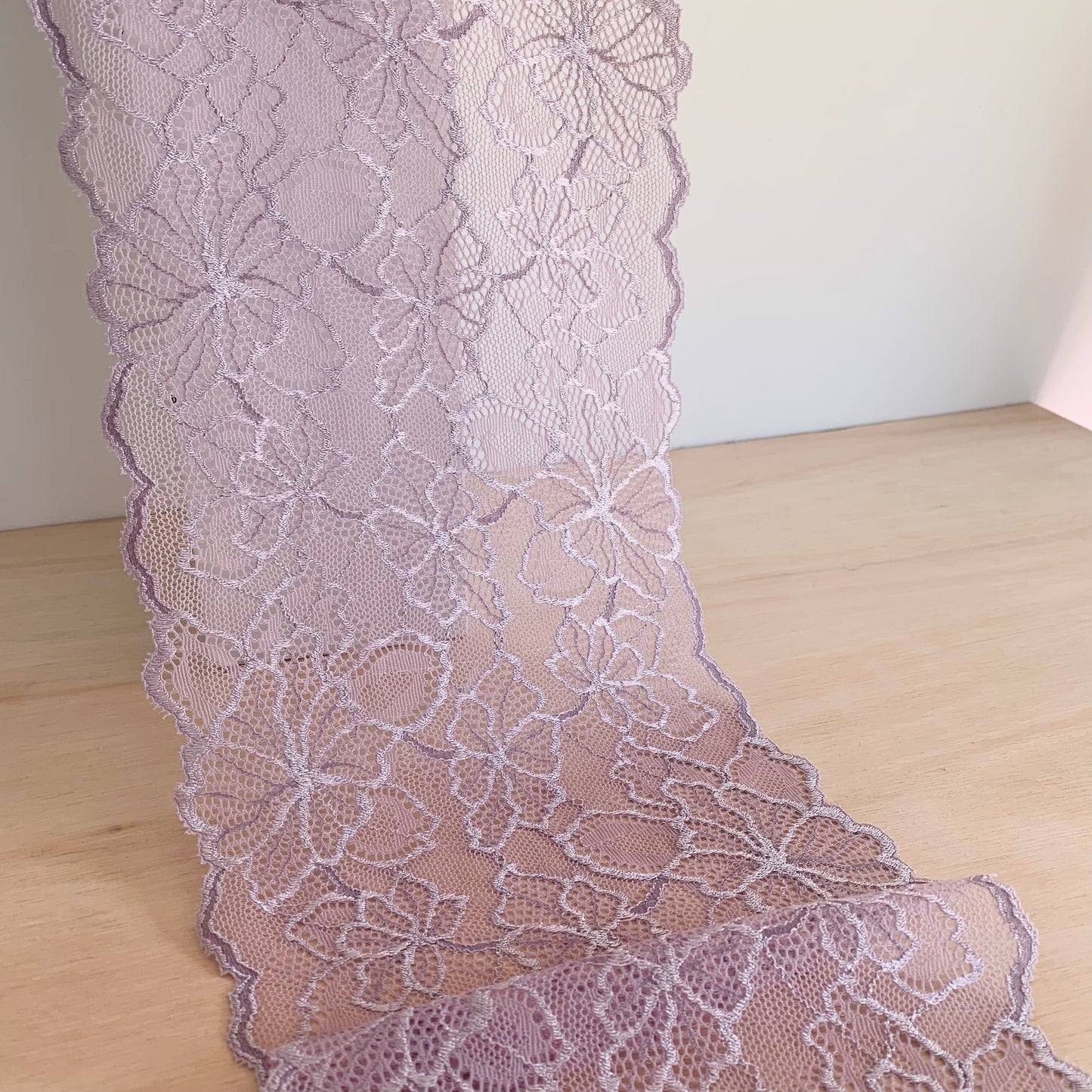 Cotton Stretch Lace Galloon | 16cm Wide | Wisteria | Price per metre