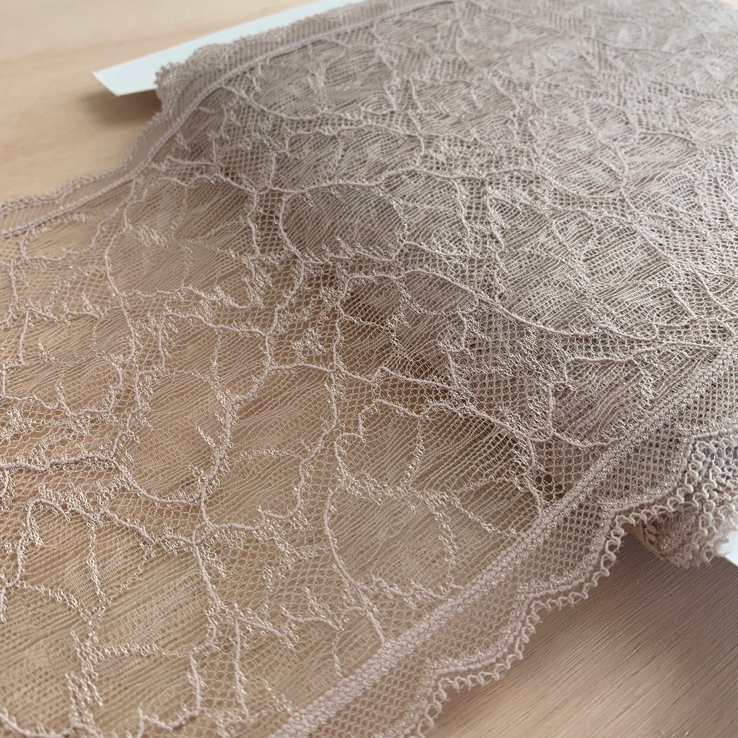 Delicate Stretch Lace Galloon | 17cm Wide | Nougat | Price per metre