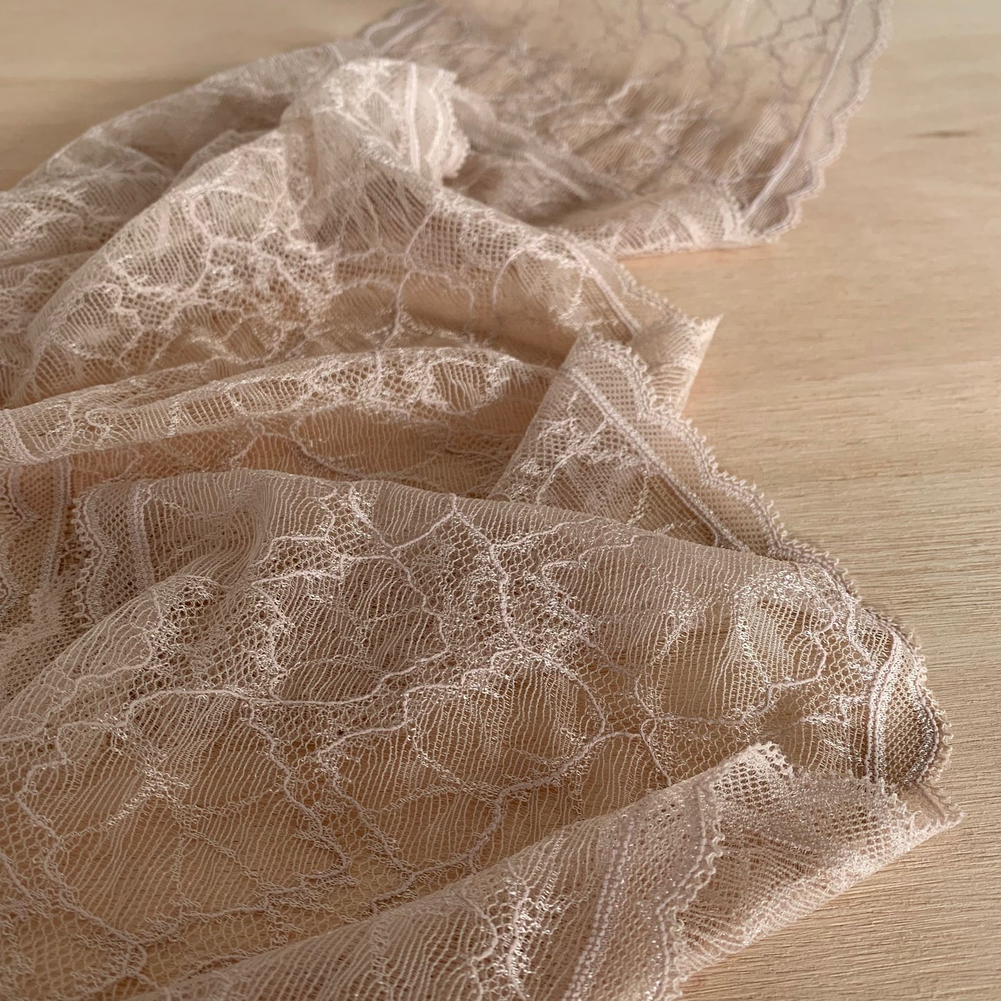 Delicate Stretch Lace Galloon | 17cm Wide | Nougat | Price per metre
