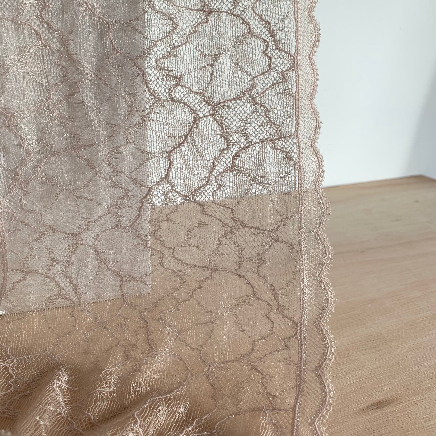 Delicate Stretch Lace Galloon | 17cm Wide | Nougat | Price per metre