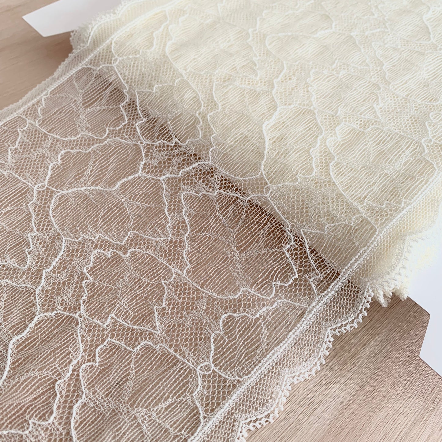 Delicate Stretch Lace Galloon | 17cm Wide | Milky White | Price per metre