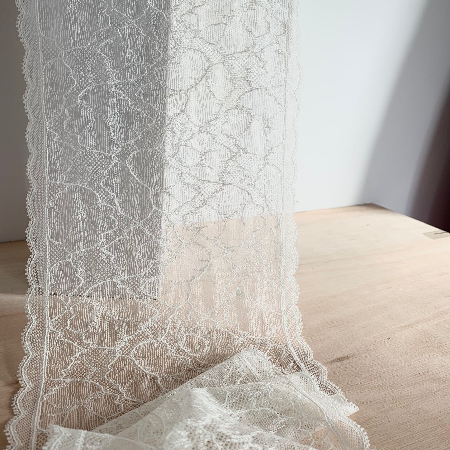 Delicate Stretch Lace Galloon | 17cm Wide | Milky White | Price per metre