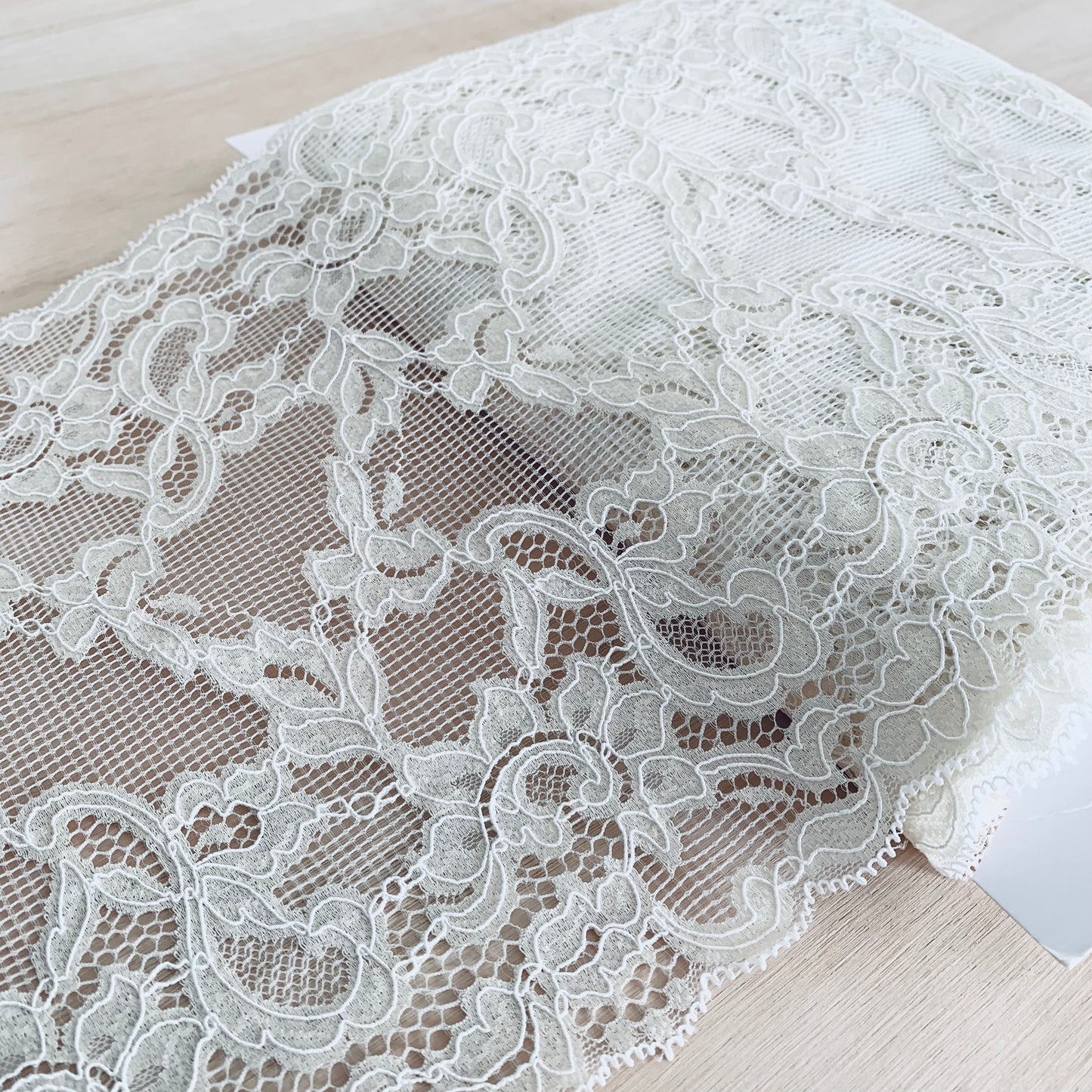 Cotton Stretch Lace Galloon | 23cm Wide | Ivory | Price per metre