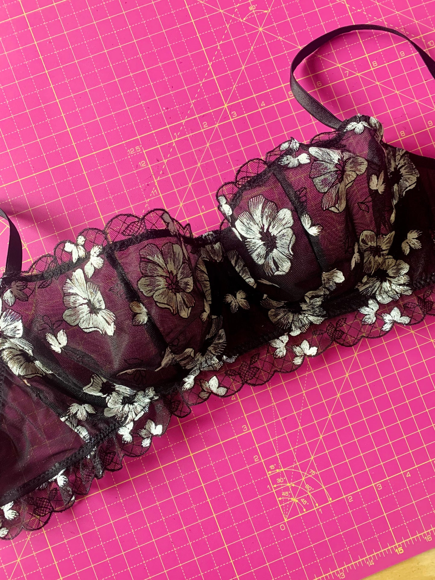 Multi-colour Floral Embroidered Galloon 18cm | Bra Making Fabrics | Price per half metre