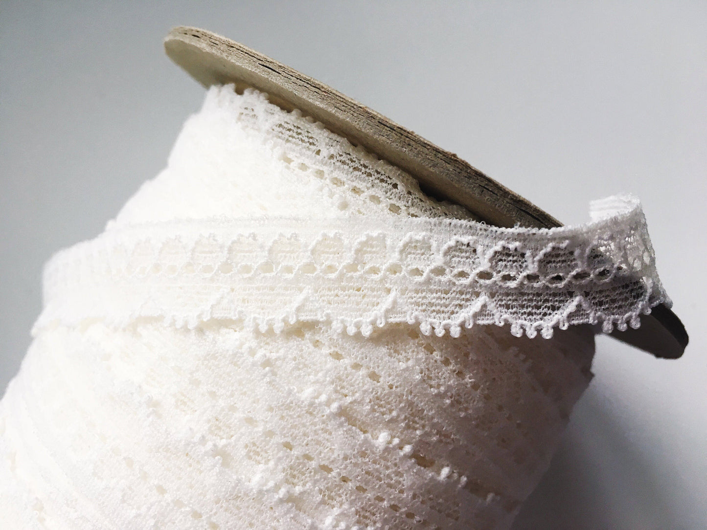 Narrow Stretch Lace Trim in Ivory | 1.8cm Wide | Lingerie Making Supplies | Price per metre