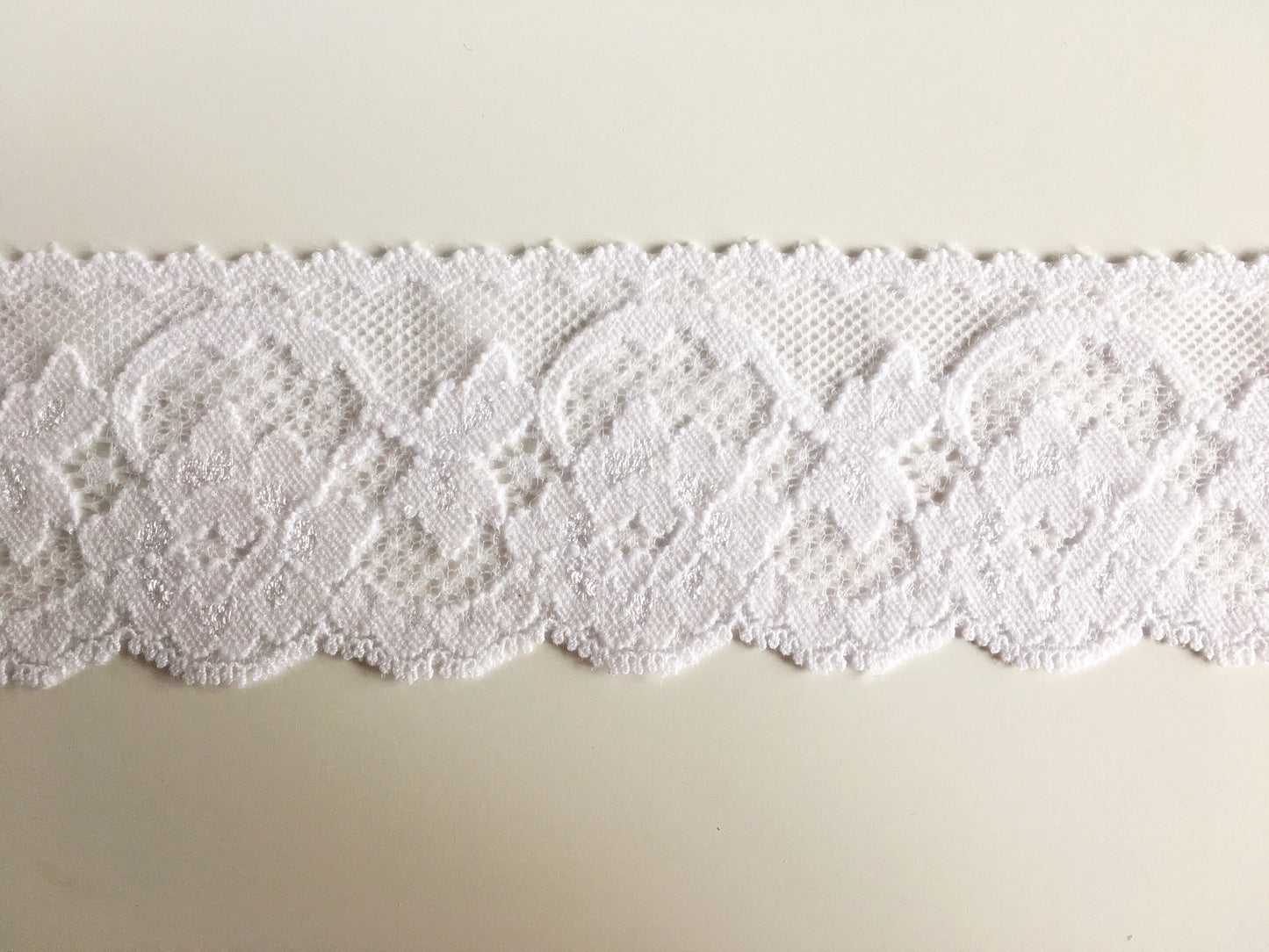 Stretch Lace Trim | 5cm Wide | Ivory/Cream | Floral Lingerie Sewing Supplies | Price per metre