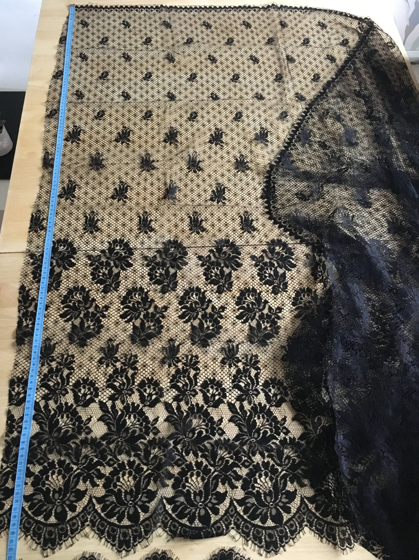 Genuine Nottingham Floral Leavers Lace Trim | 28cm Wide | Price per half metre