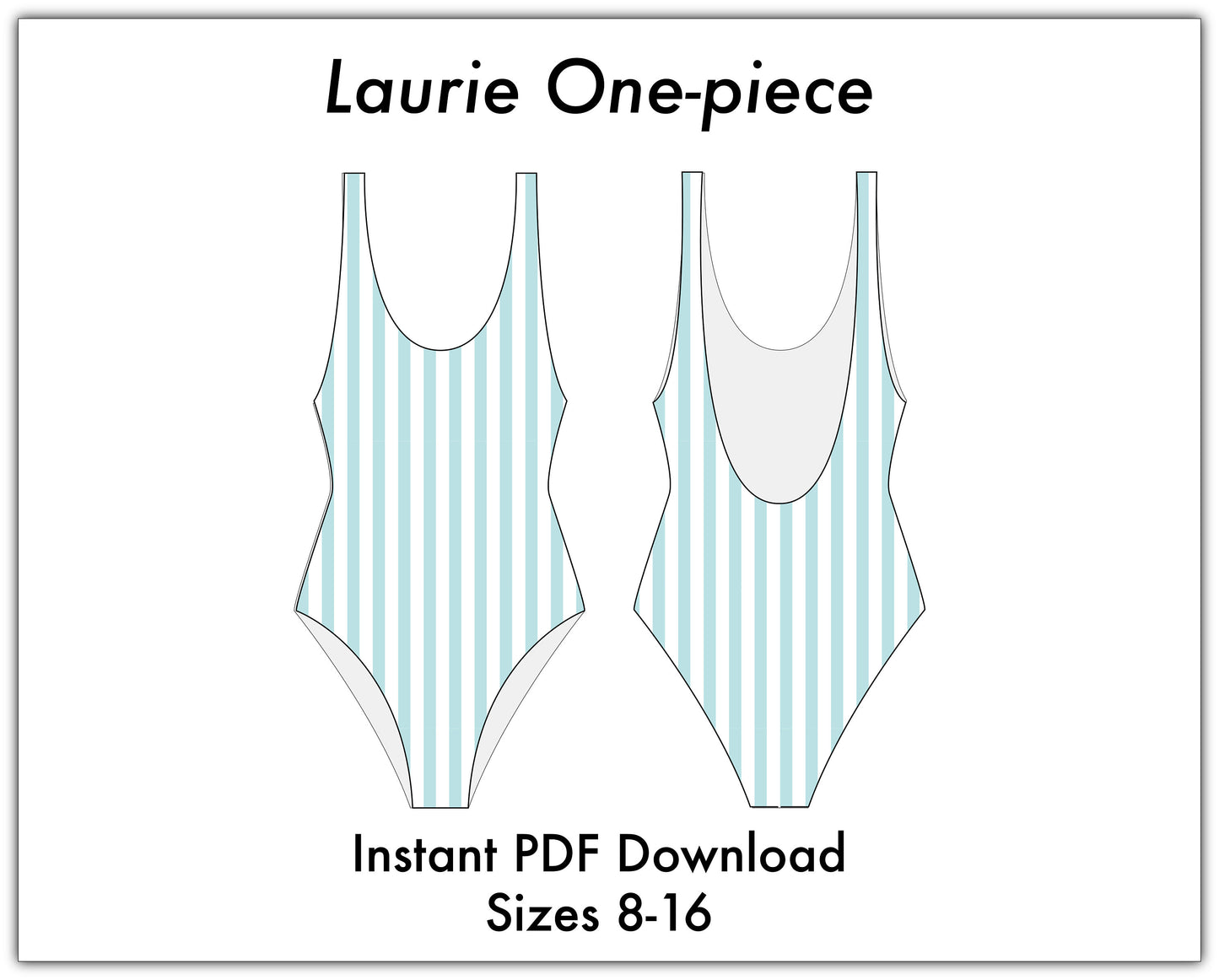 Swimsuit Sewing Pattern | PDF One-piece Sewing Pattern sizes 8-16 | Laurie One-piece