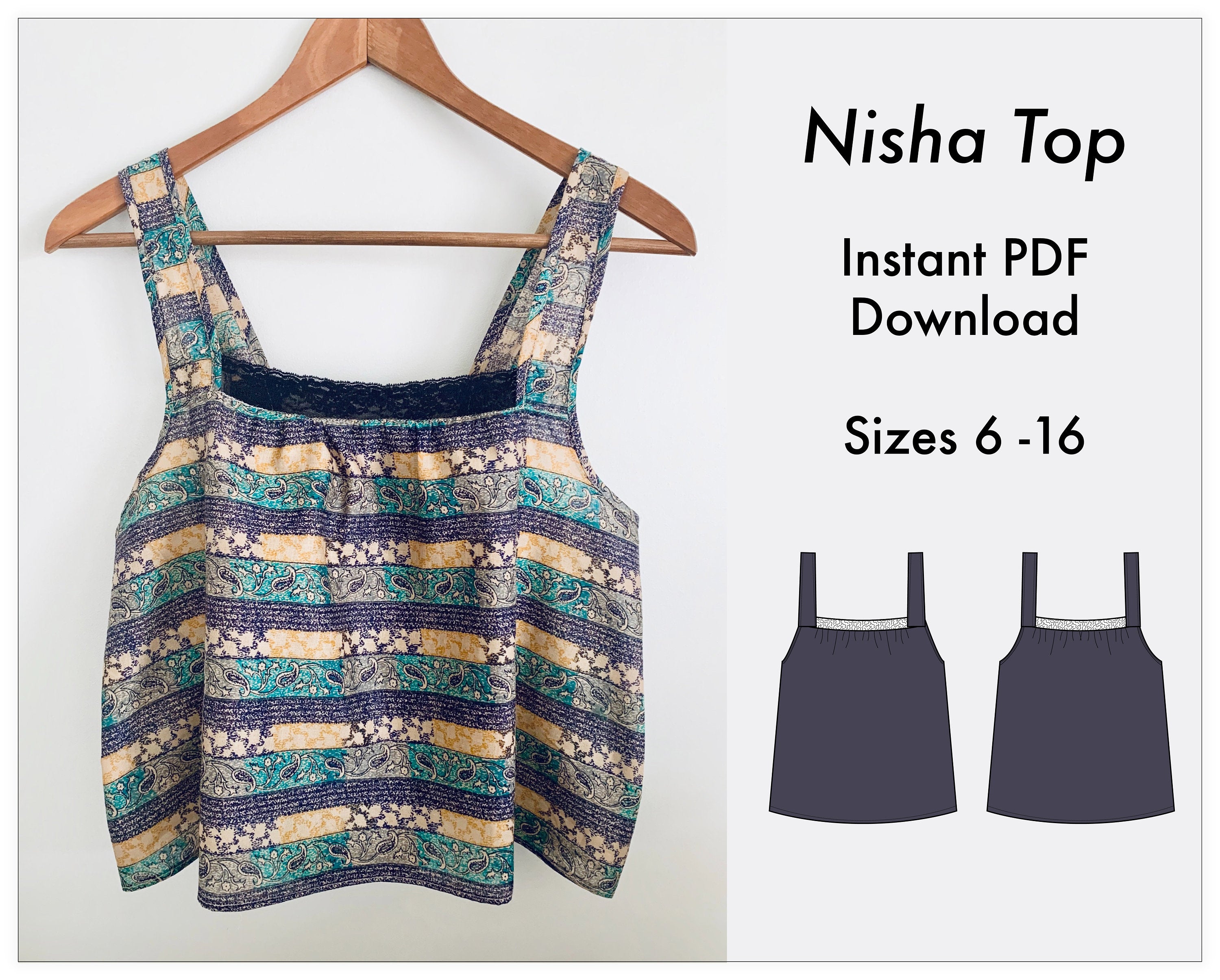 Woven top pattern, Lace camisole top