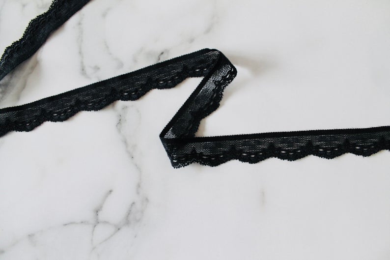 Narrow Stretch Lace Trim with Pretty Scallop Edge 2.5cm | High quality lingerie making supplies | Price per metre