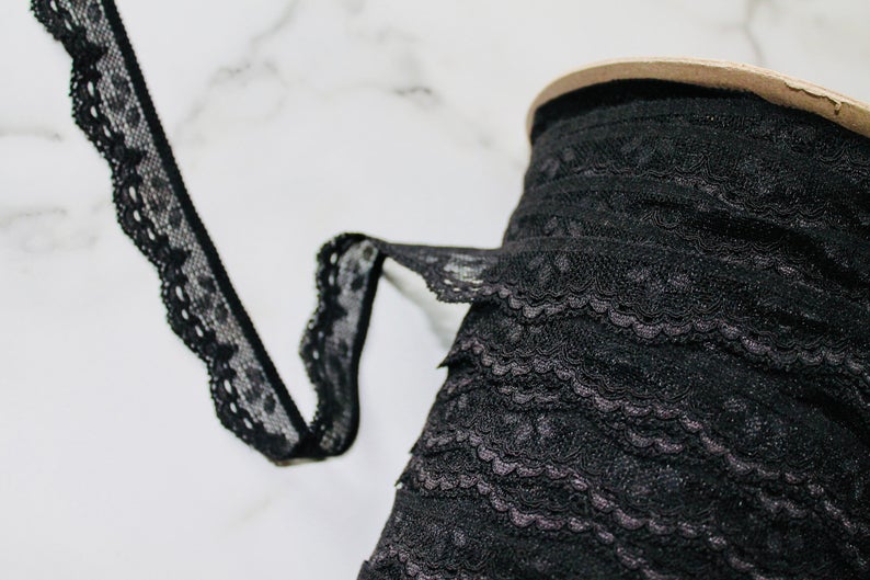 Narrow Stretch Lace Trim with Pretty Scallop Edge 2.5cm | High quality lingerie making supplies | Price per metre
