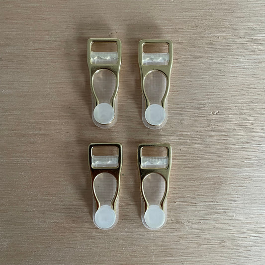 Set of 4 suspender ends | 10mm | Light gold & clear
