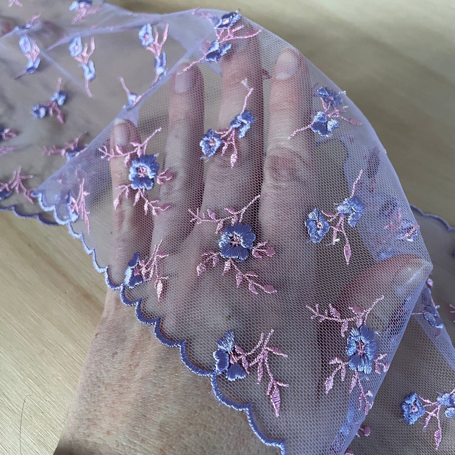 Lilac Ditsy Darling Embroidered Tulle | Price per metre