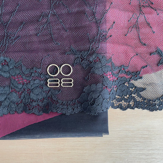 Wine Bra & Brief Making Kit with Black Stretch Lace | Peaches Kit